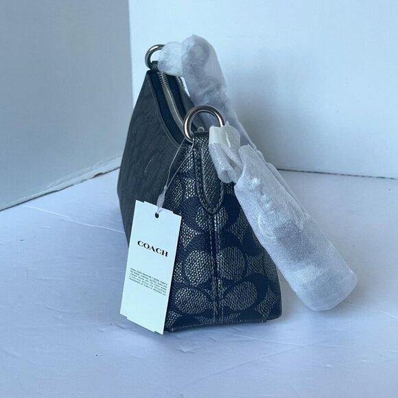 Coach Charlotte CX580 Gunmetal Signature Canvas Leather Shoulder Bag - Picture 5 of 9